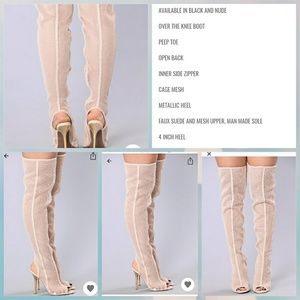 Fashion Nova nude honey comb heeled boots